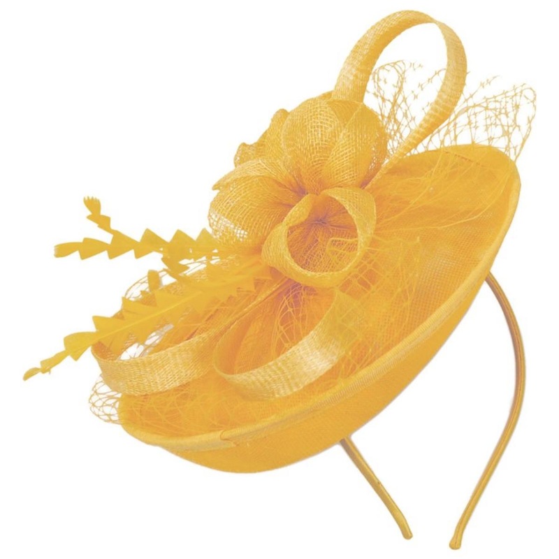 Irene Sinamay Straw Fascinator Hat MUSTARD ONE SIZE FITS MOST
