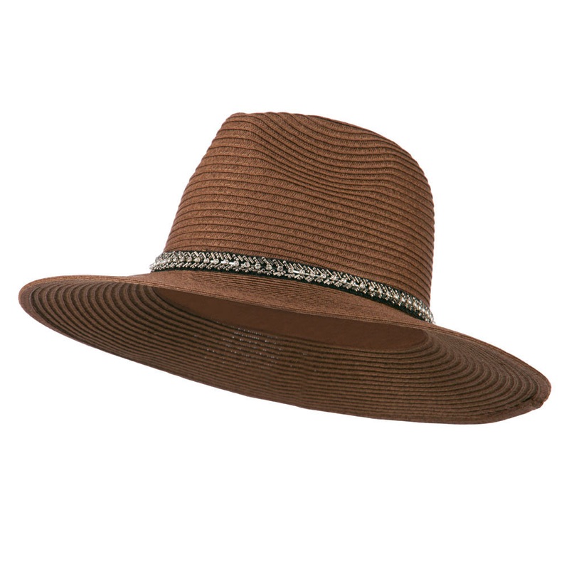 Jewel Band Panama Fedora Brown One Size