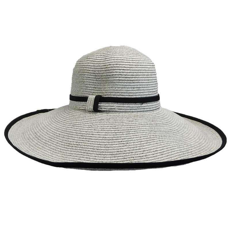 Large Ribbon Trimmed Brim Summer Hat – Jeanne Simmons Hats Grey