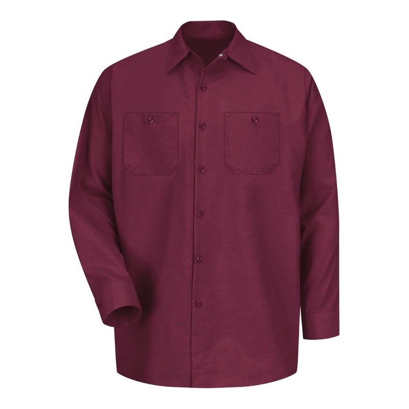 Red Kap SP14 Industrial Long Sleeve Work Shirt – Burgundy Burgundy S
