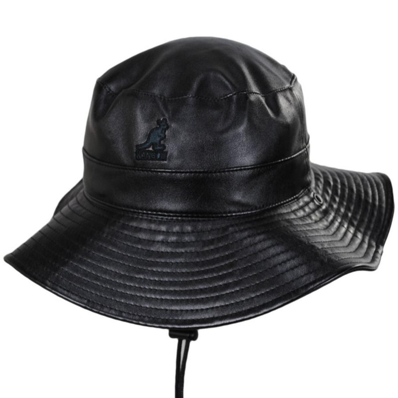 Reversible Faux Leather Bucket Hat BLACK S