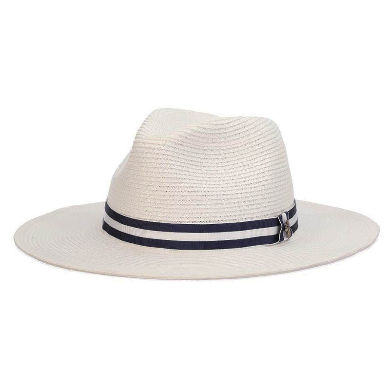 White Panama Hat with Striped Band – Tommy Bahama White Medium (57 cm)