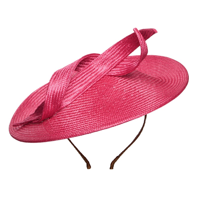 Whiteley Hats Marian Straw Disc Fascinator – Raspberry 1-Size