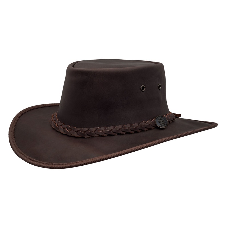 Australian Full-Grain Cattle Leather Outback Hat – Red Rock Hats Brown Large (57 cm)