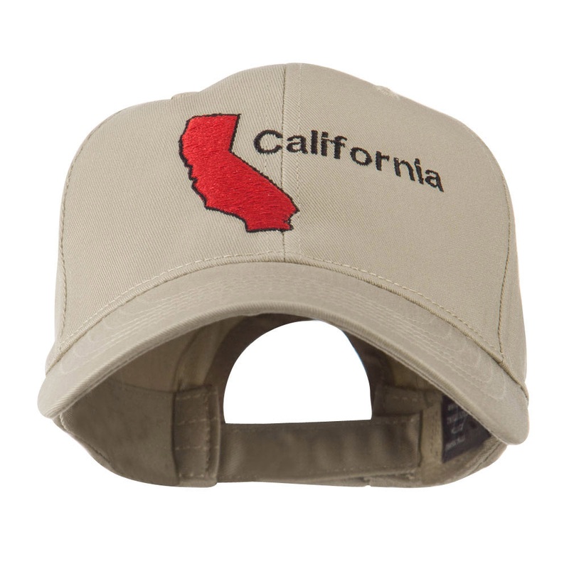 California Image with Wording Embroidered Cap Khaki One Size