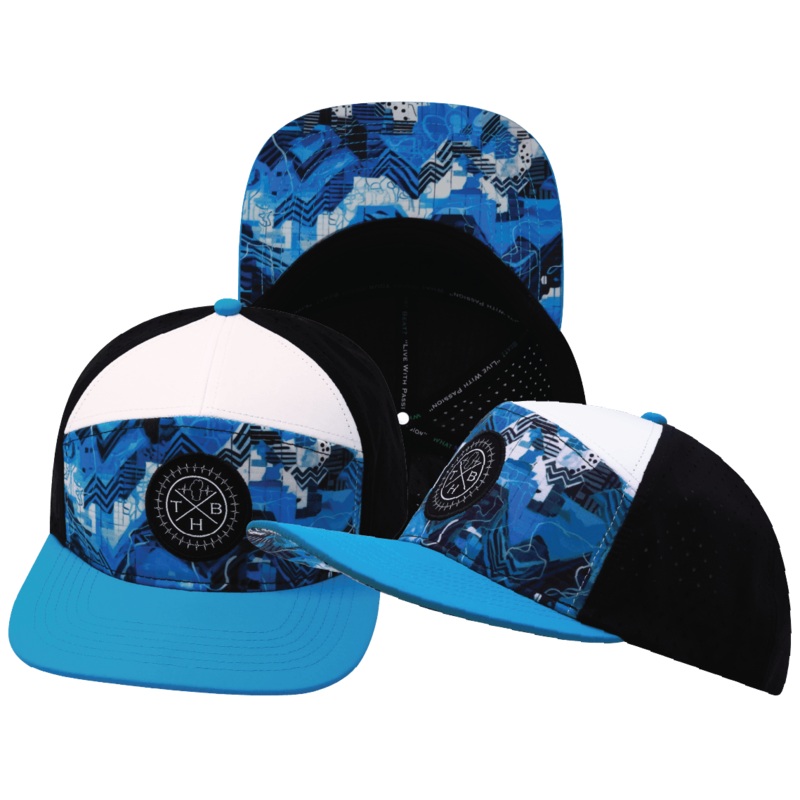 Color Vibes Hat – Flat Bill – Blue Shock – Neon Blue / White / Black – Laser Mesh