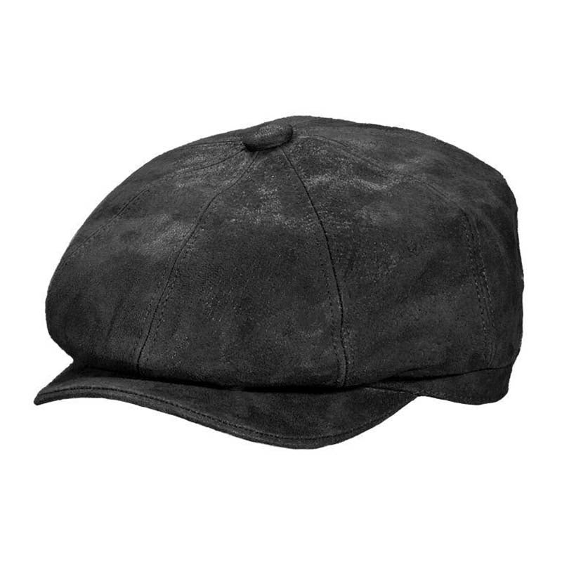 Edison Weathered Leather Newsboy Cap, Large – Stetson Hat Black Large