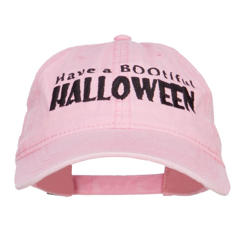 Have A Bootiful Halloween Embroidered Washed Cap Pink One Size