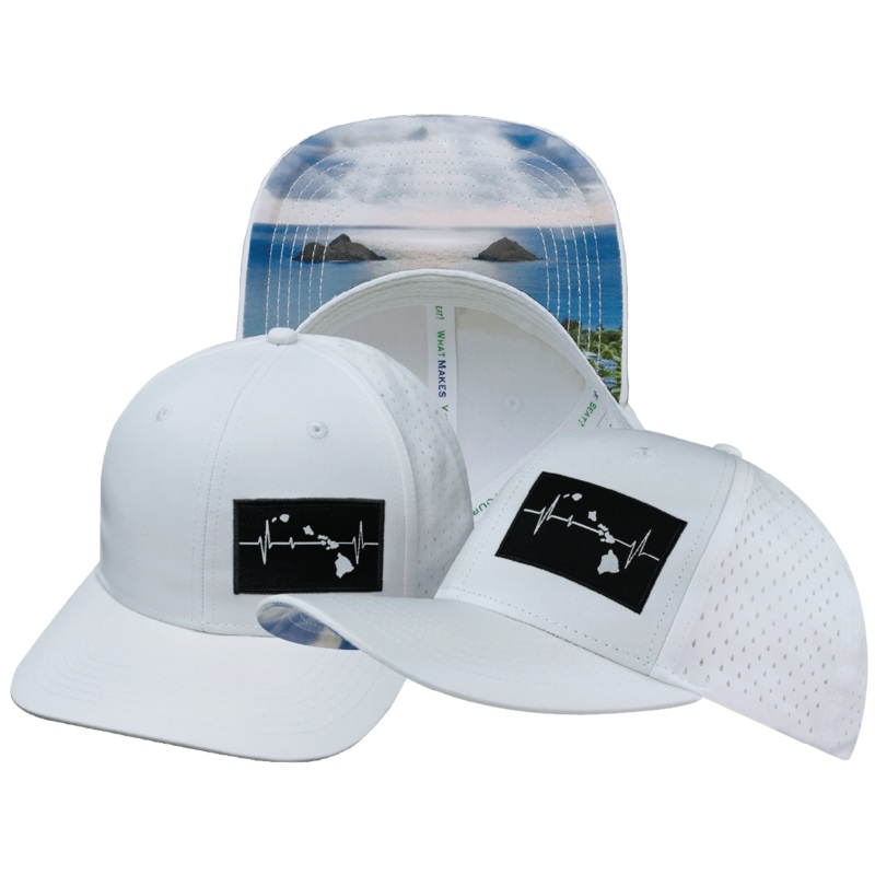 Hawaii Hat – Baseball Hat Fit – White – Laser Mesh