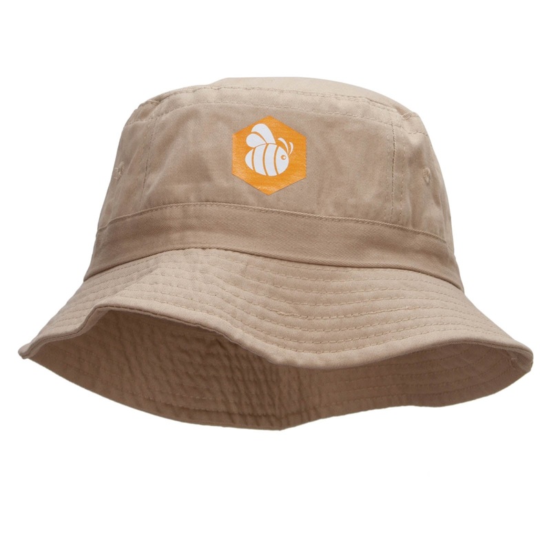 Hexagon Flying Bee Heat Transfer Bucket Hat Khaki One Size
