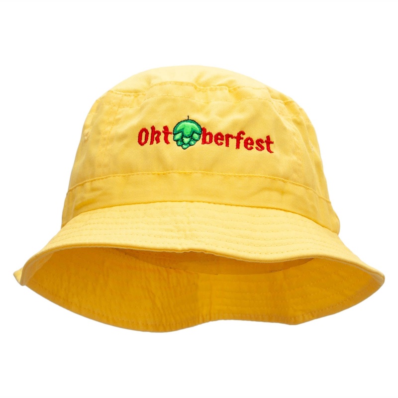 Hoppy Oktoberfest Embroidered Bucket Hat Yellow One Size