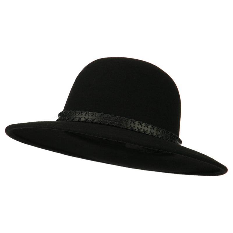 Men’s Wool Felt Large Brim Fedora Black M
