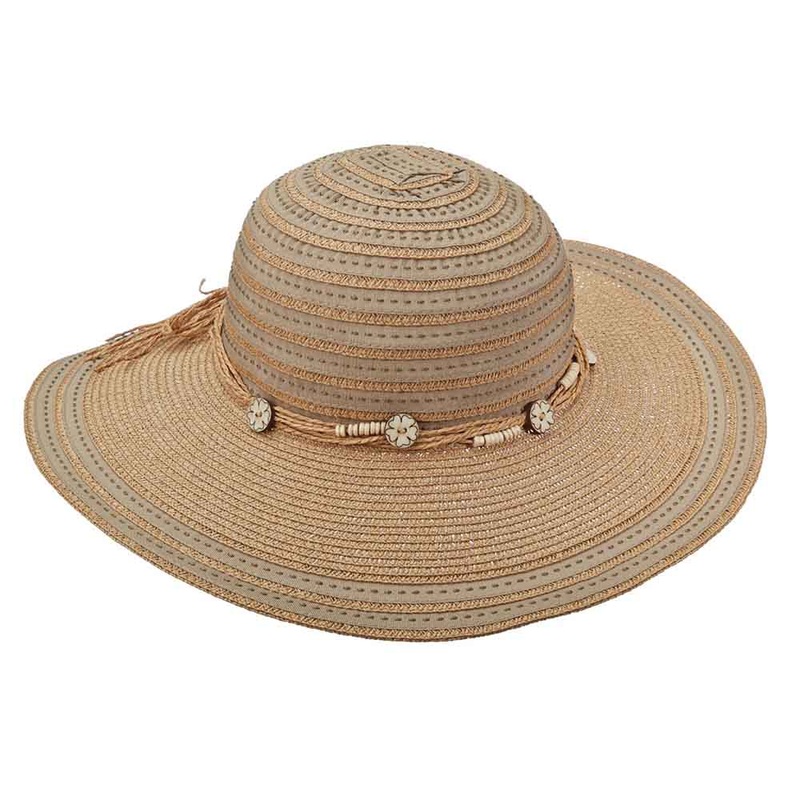 Ribbon and Straw Striped Crown Wide Brim Sun Hat – Tropical Trends Tea