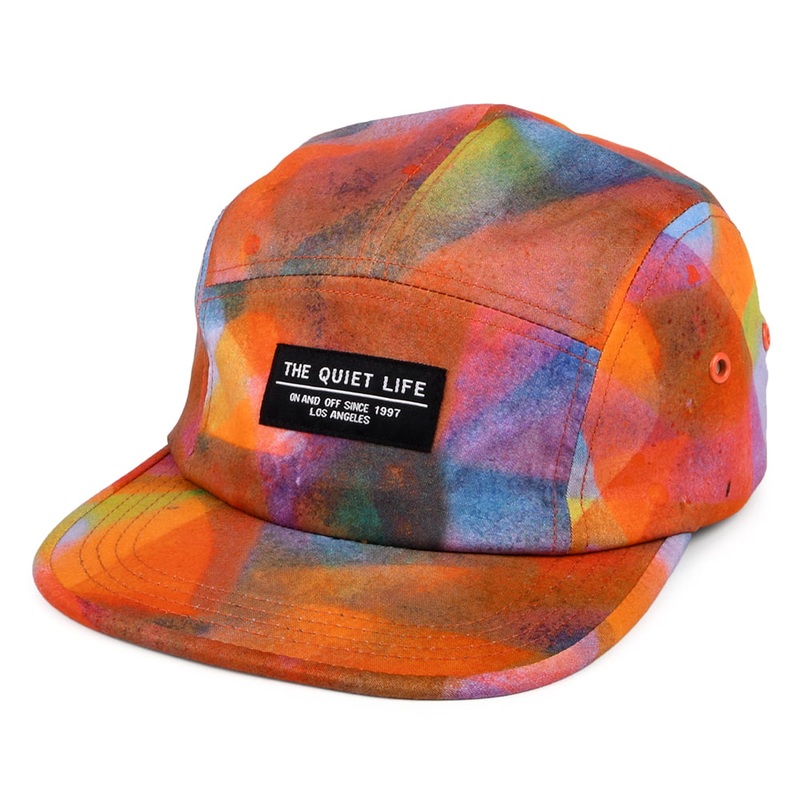 The Quiet Life Hats Farley 5 Panel Cap – Orange-Multi Adjustable