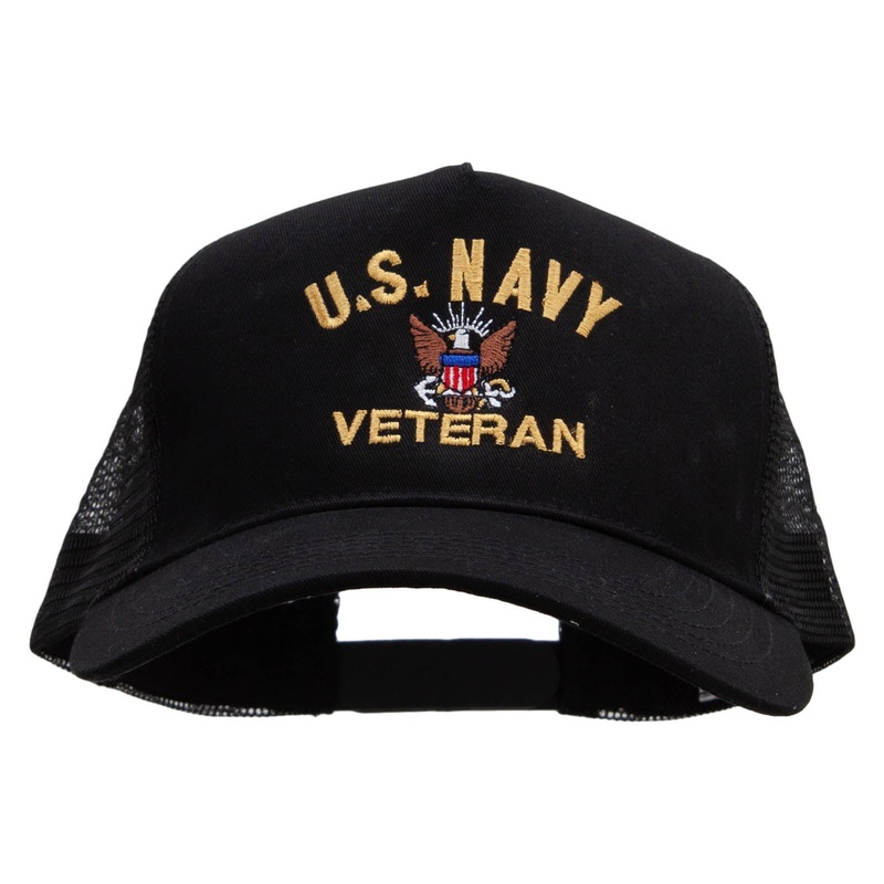 US Navy Veteran Embroidered New Big Size Trucker Mesh Cap Black XL-3XL
