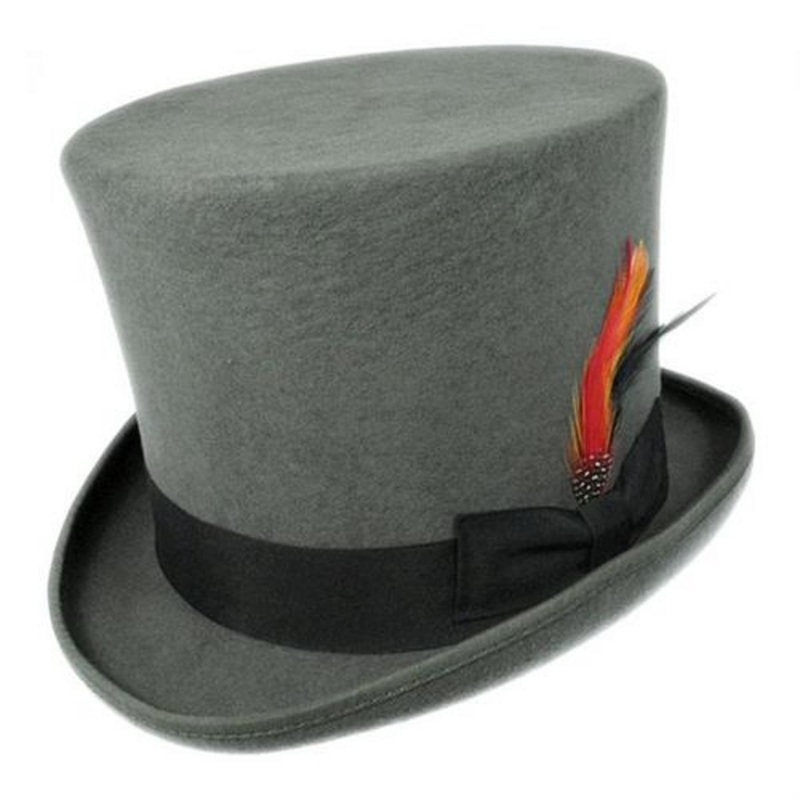 Victorian Wool Felt Top Hat – Gray GREY 6 7/8