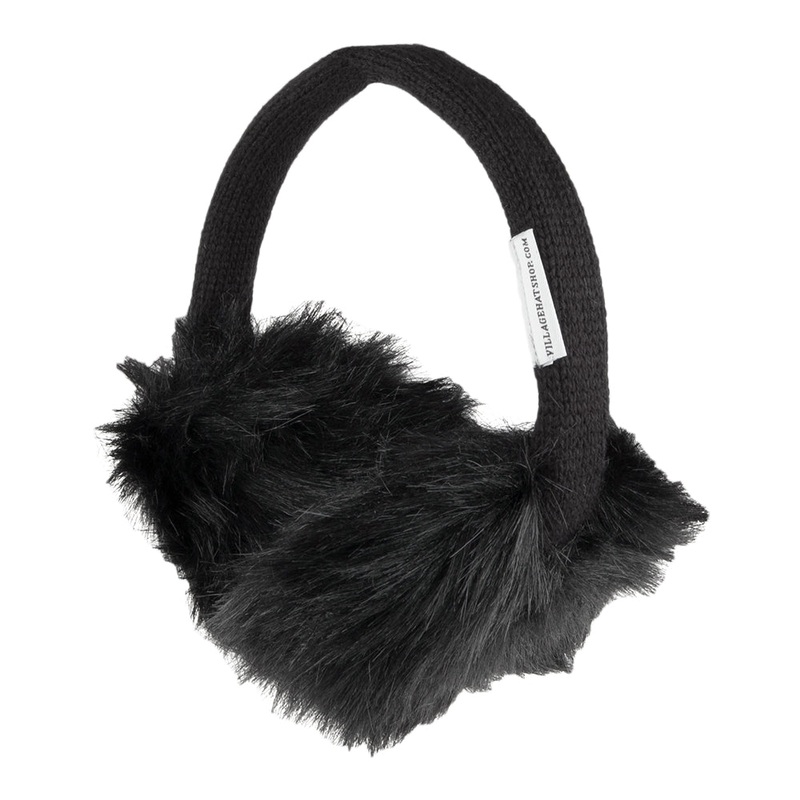 Village Hats Faux Fur Earmuffs – Black 1-Size