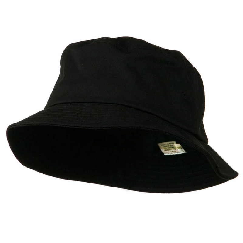 Big Size Cotton Blend Twill Bucket Hat Black XL-2XL