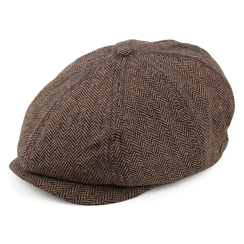 Brixton Hats Classic Brood Herringbone Newsboy Cap – Brown-Khaki Small-56cm