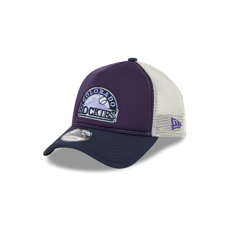 Colorado Rockies Navy Purple 9FORTY A-Frame Trucker Hat One Size