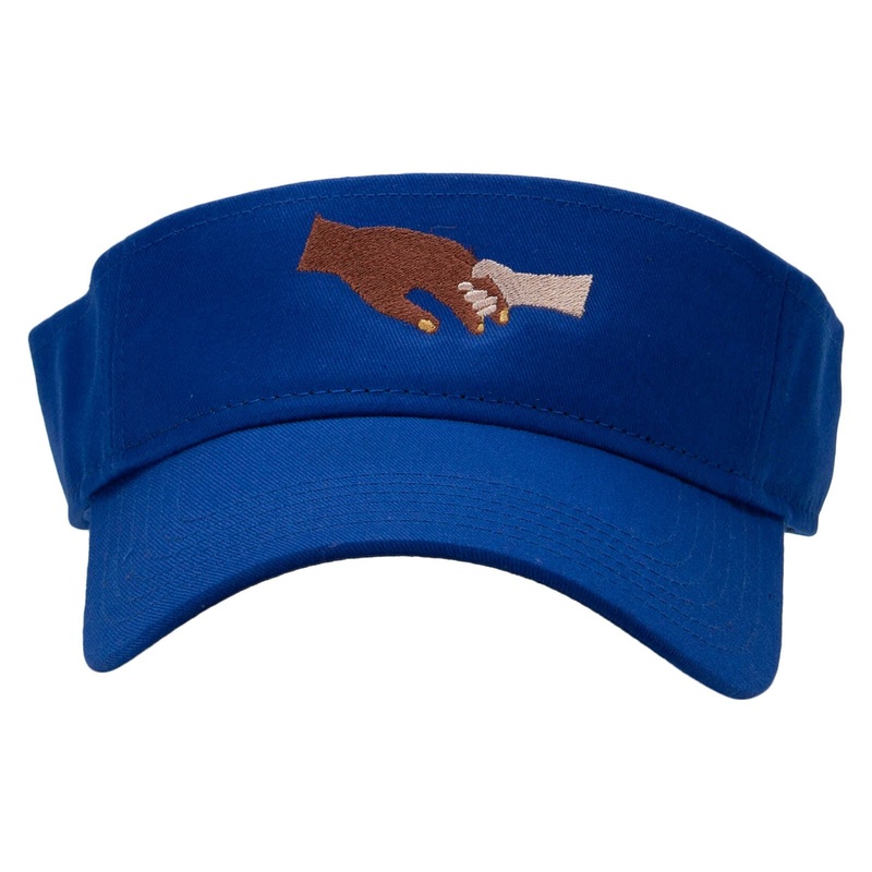 Dad Hand and Baby Hand Embroidered Cotton Twill Sun Visor Royal One Size