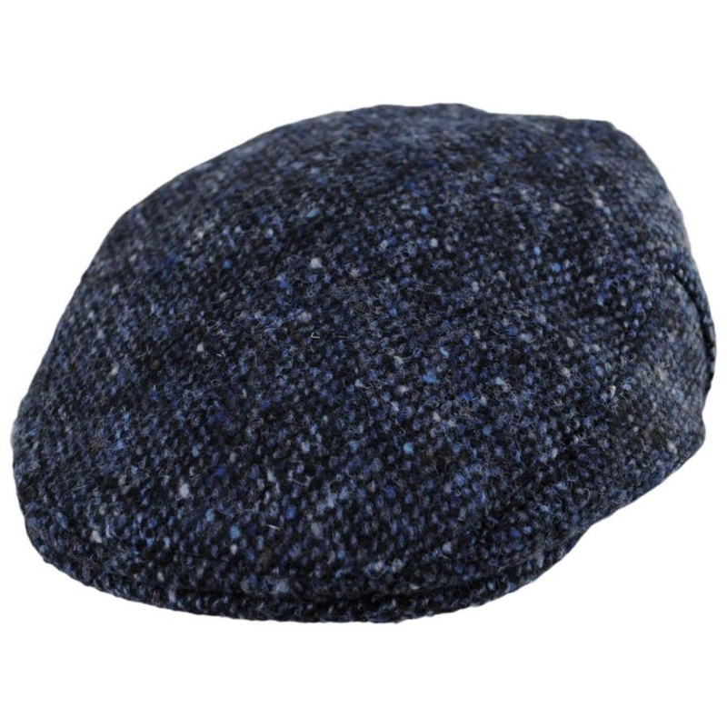 Donegal Tweed Foyle Marl Flat Cap BLACK/BLUE S