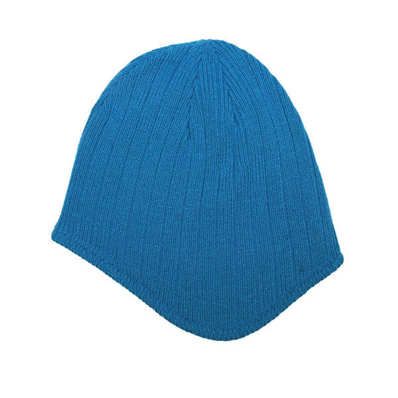 Mega Cap 5068 Rib-Knit Ear-Flap Beanie Aqua