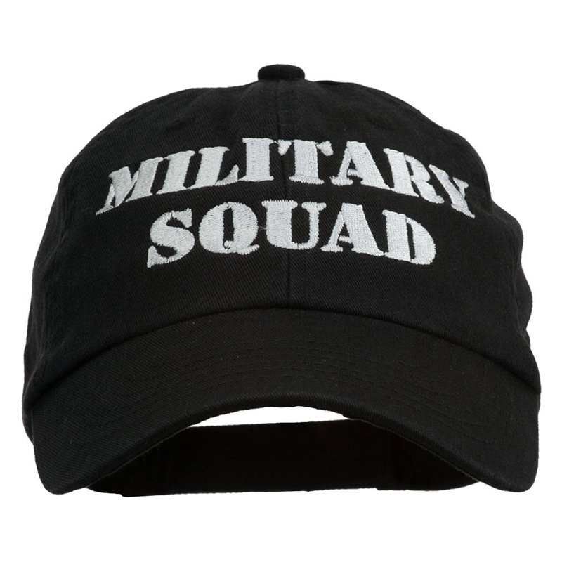 Military Squad Embroidered Low Profile Washed Cap Black One Size