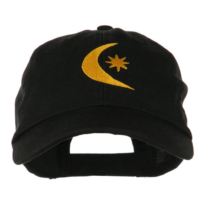 Moon and Star Embroidered Cap Black One Size