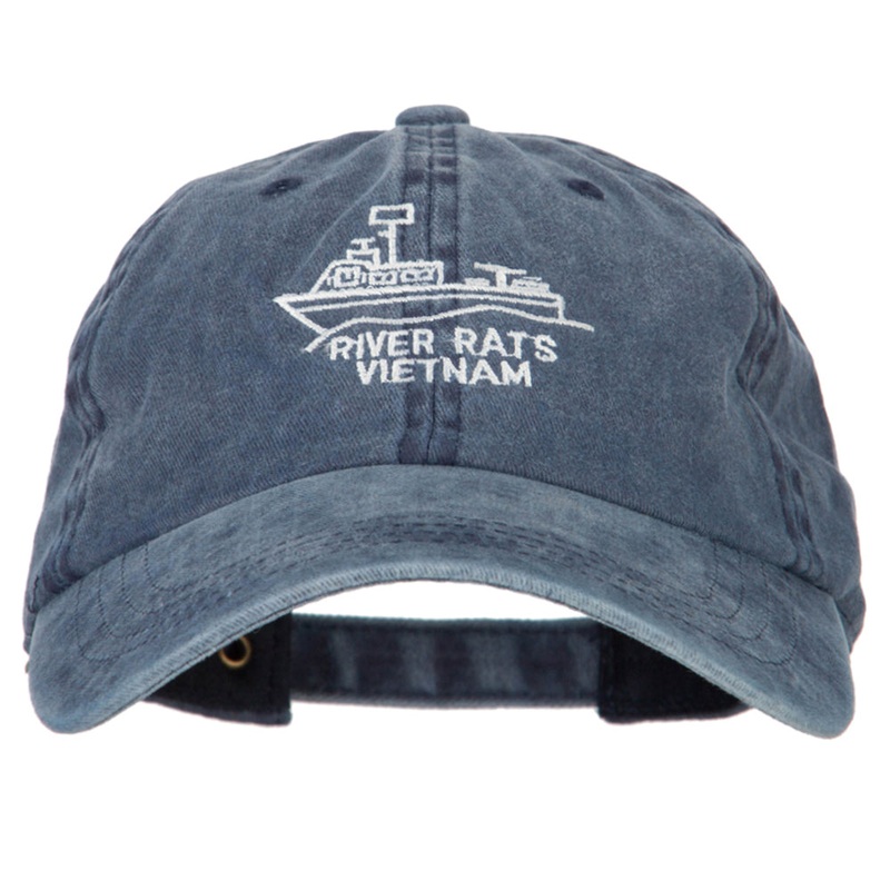 River Rats Vietnam Riverboat Embroidered Washed Cotton Twill Cap Navy One Size