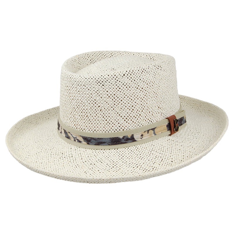Scala Hats Straw Golf Gambler Hat – Natural-Blue Small/Medium