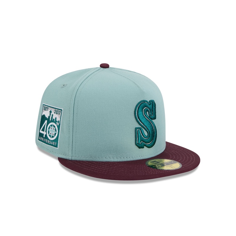 Seattle Mariners Beach Kiss Blue 59FIFTY A-Frame Fitted Hat 7