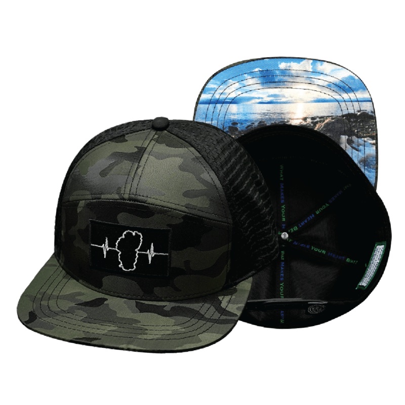 Tahoe Hat – Flat Bill – Green Camo / Black – Jersey Mesh