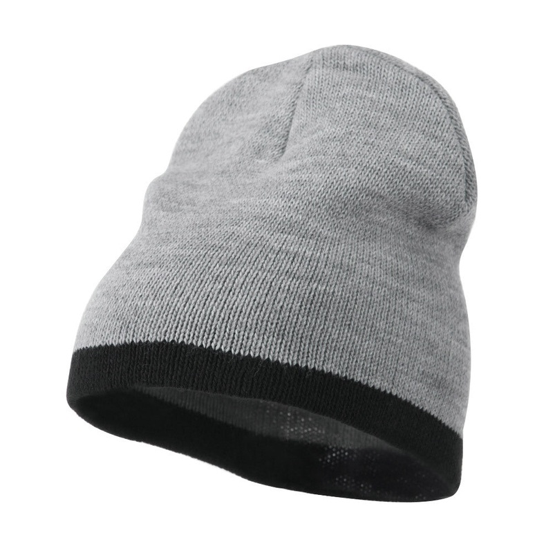 Two Tone Short Beanie Lt Grey Black One Size
