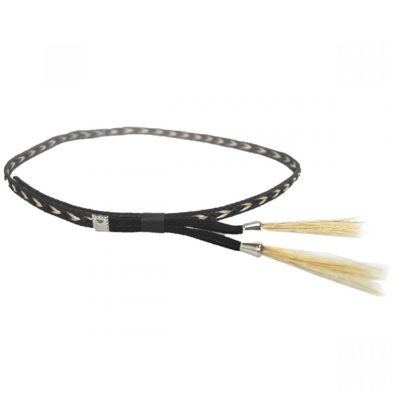 Vegan Leather and Horse Hair Hat Band BLACK ADJUSTABLE