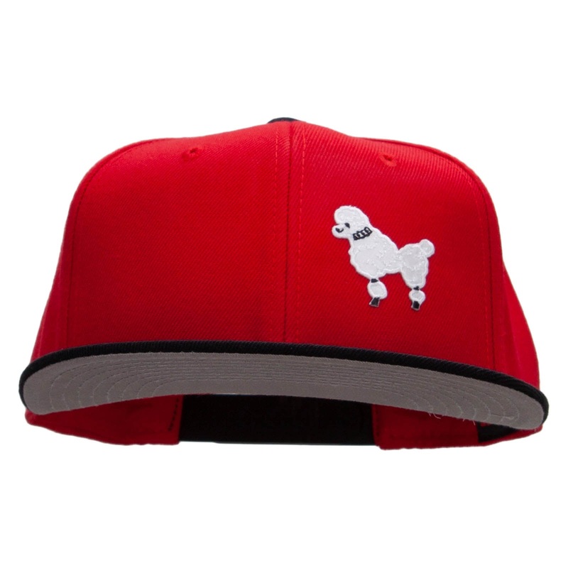 White 50’s Poodle Embroidered Patched Wool Blend Pro Style 2 Tone Snapback Black Red One Size