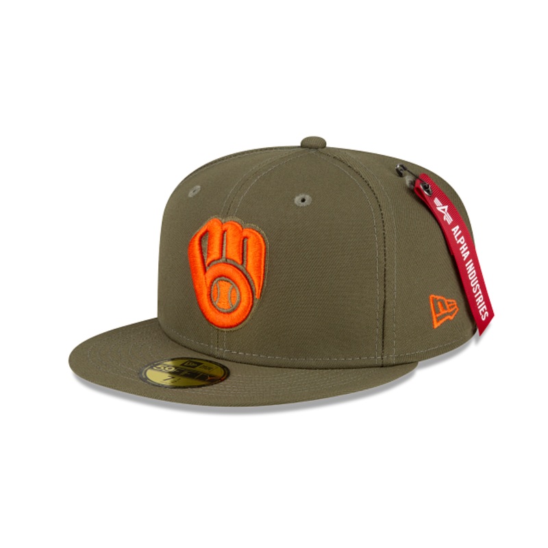 Alpha Industries X Milwaukee Brewers Green 59FIFTY Fitted Hat 7