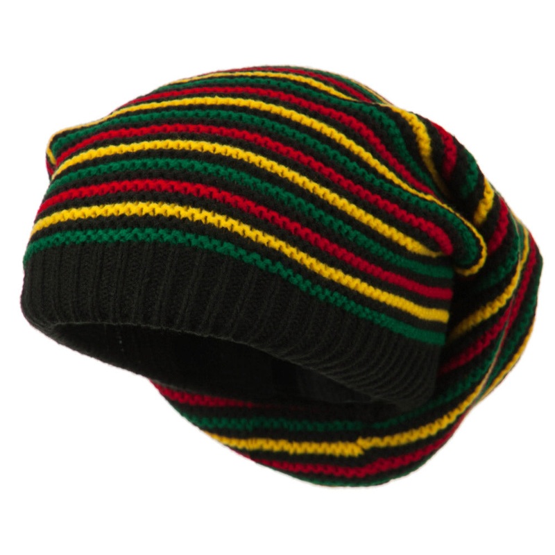 Big Size Rasta Striped Multi Deep Beanie Rasta XL-3XL