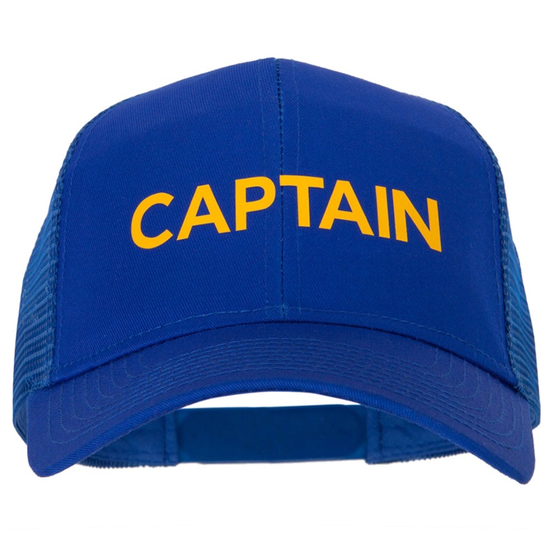 Captain Letter Design Heat Transfer Solid Cotton Mesh Pro Style Cap Royal One Size