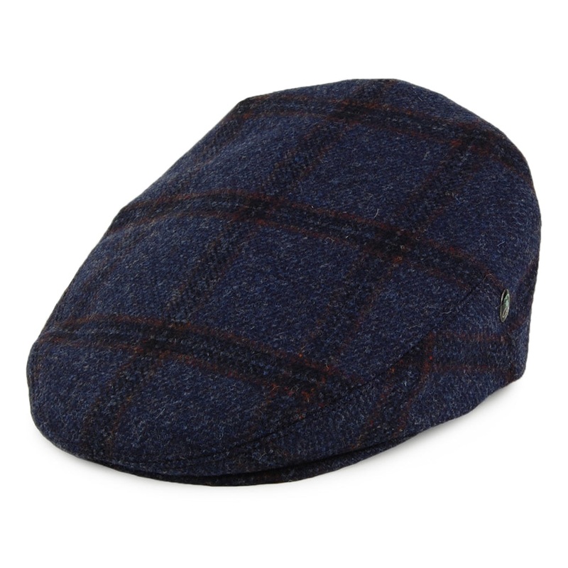 City Sport Windowpane Virgin English Wool Flat Cap – Blue 55
