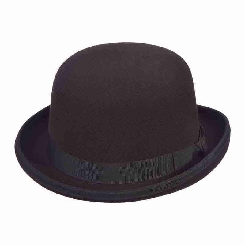 Classic Stiff Wool Felt Bowler Hat by JSA for Men Black Large