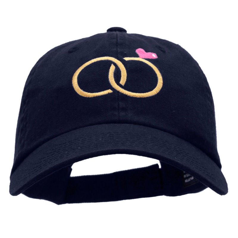 Dual Rings Embroidered Low Profile Dyed Cotton Twill Cap Navy One Size