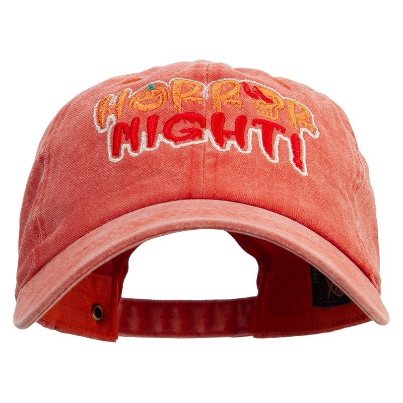 Horror Night Embroidered Unstructured Pigment Dyed Cotton Cap Orange One Size