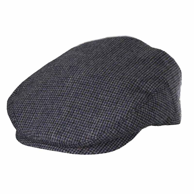 Houndstooth Lined Flat Cap – Dorfman Pacific Hat Grey Small/Medium