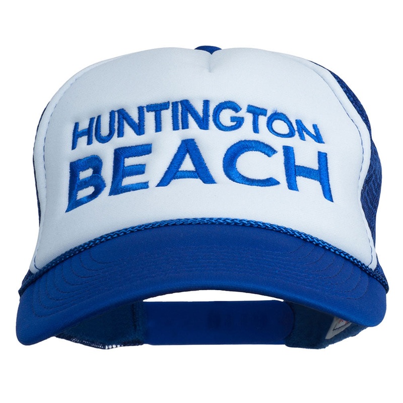 Huntington Beach Embroidered Foam Mesh Back Cap Royal White One Size