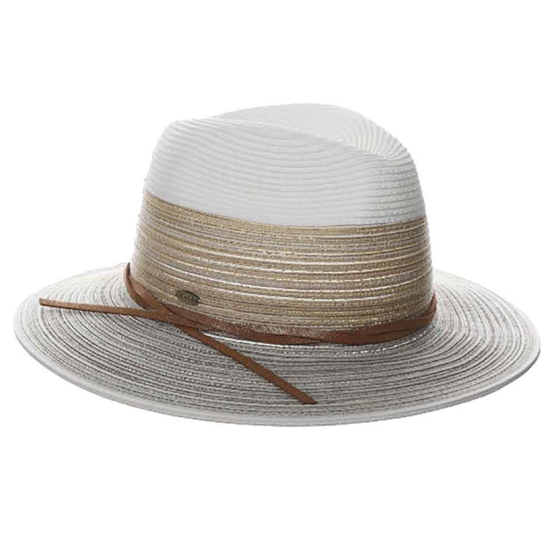Multi Color Safari Hat with Metallic Detail – Scala Hats White OS (57.5 cm)