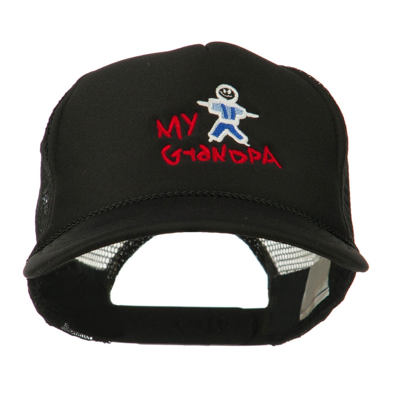 My Grandpa Embroidered Youth Foam Mesh Cap Black One Size