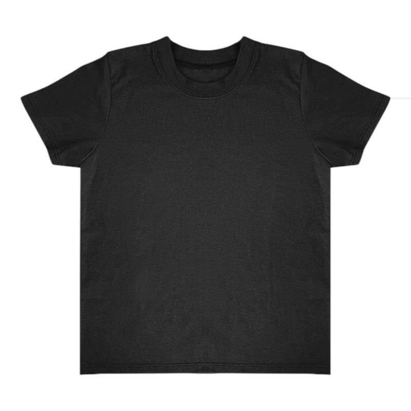 Royal Apparel 17068 Toddler Heathered Short Sleeve Tee with Coverstitch Neck Made in USA Black S