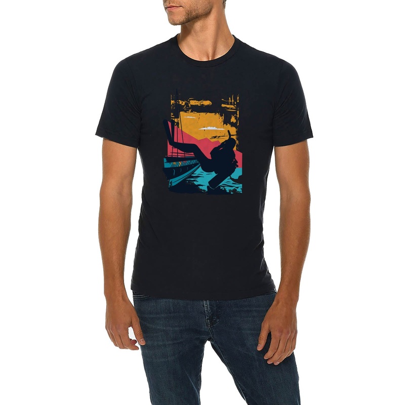 Scuba Diving Scene Graphic Design Deluxe Jersey T-Shirt Navy XS