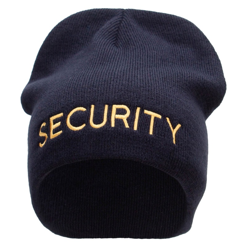 Security Embroidered Big Size 8 Inch New Solid Color Short Beanie Navy XL-3XL